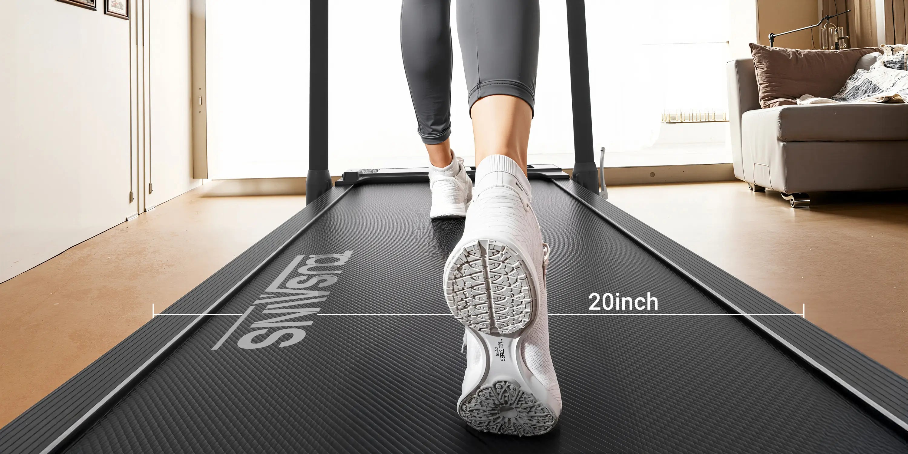 The Tousains treadmill with incline is wide enough for both walking and running