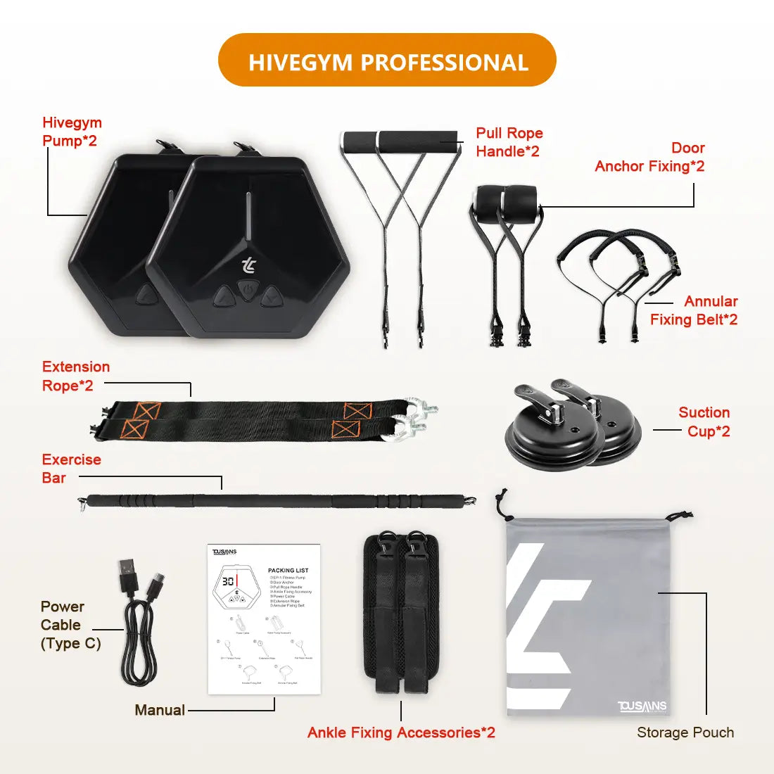 Tousains portable gym Hivegym: professional package