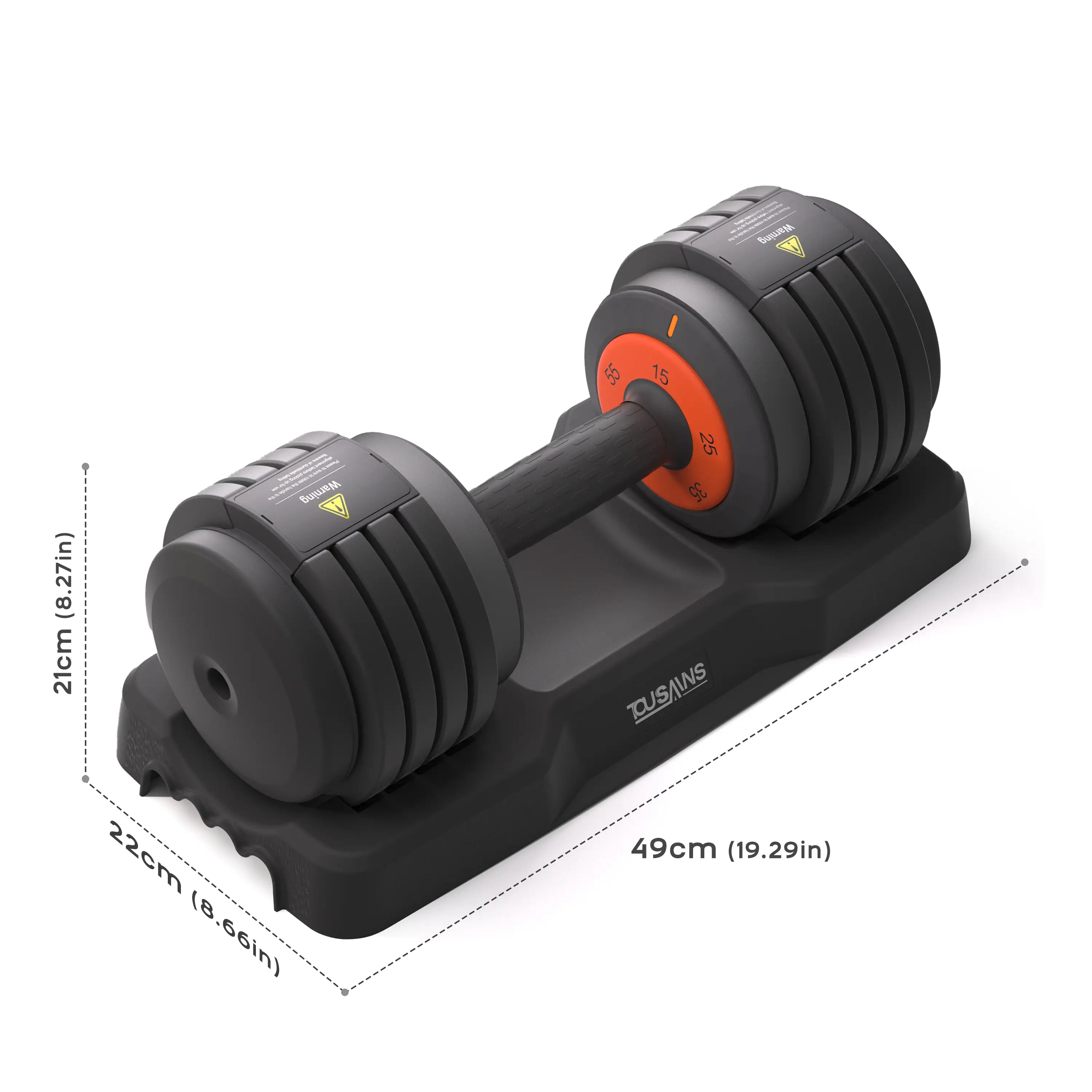 Dimensions of Tousains Adjustable Dumbbell MX55