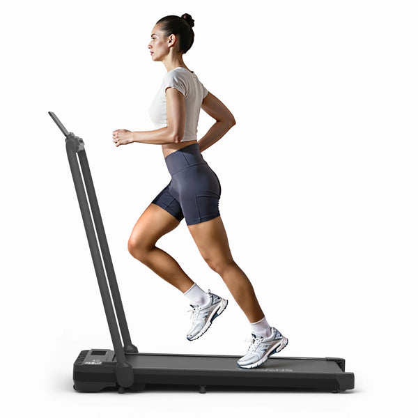 Running on the Tousains incline treadmill to burn calories