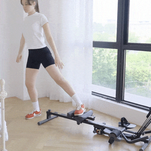 Do sliding squats with Tousains 3 in 1 rowing machine
