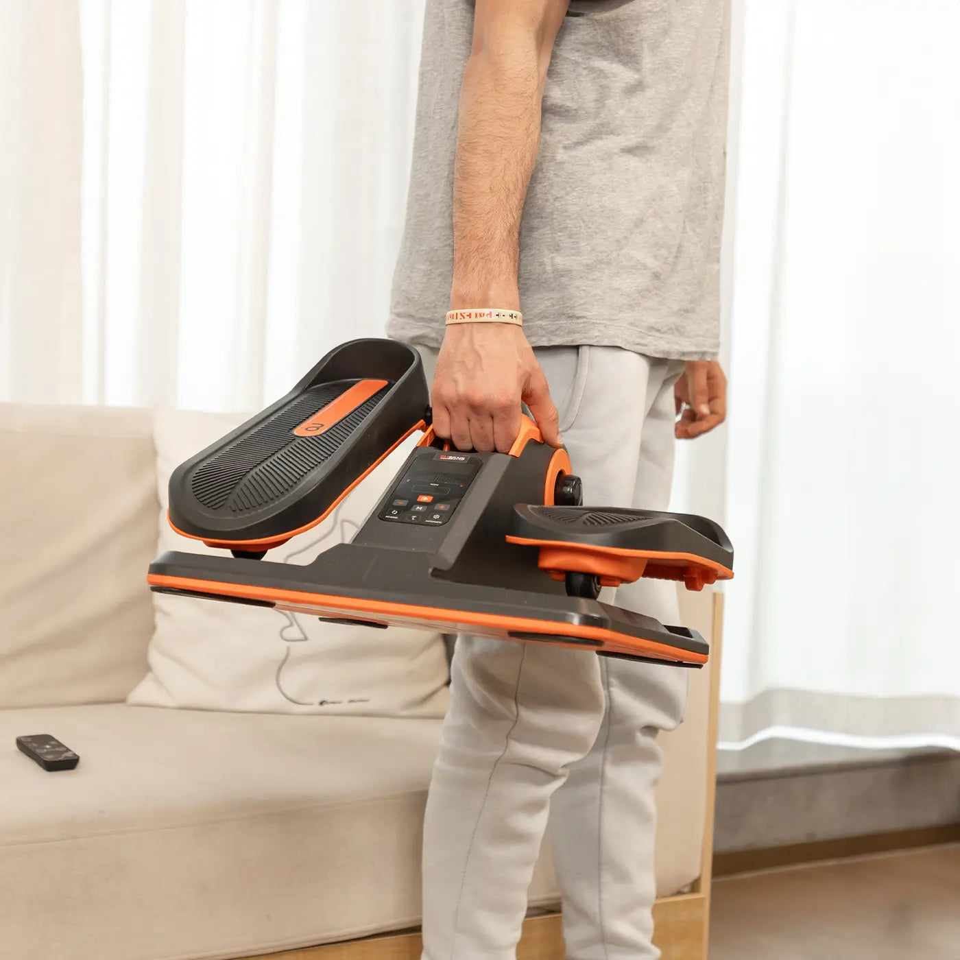 Tousains mini elliptical machine is portable and you can carry it from one room to another