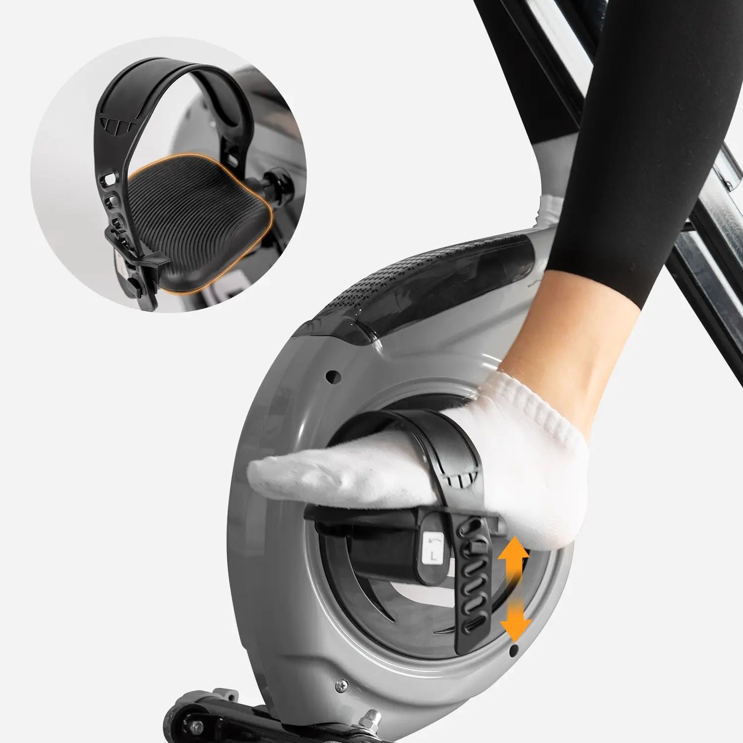 The pedal straps of this bike is adjustable. 