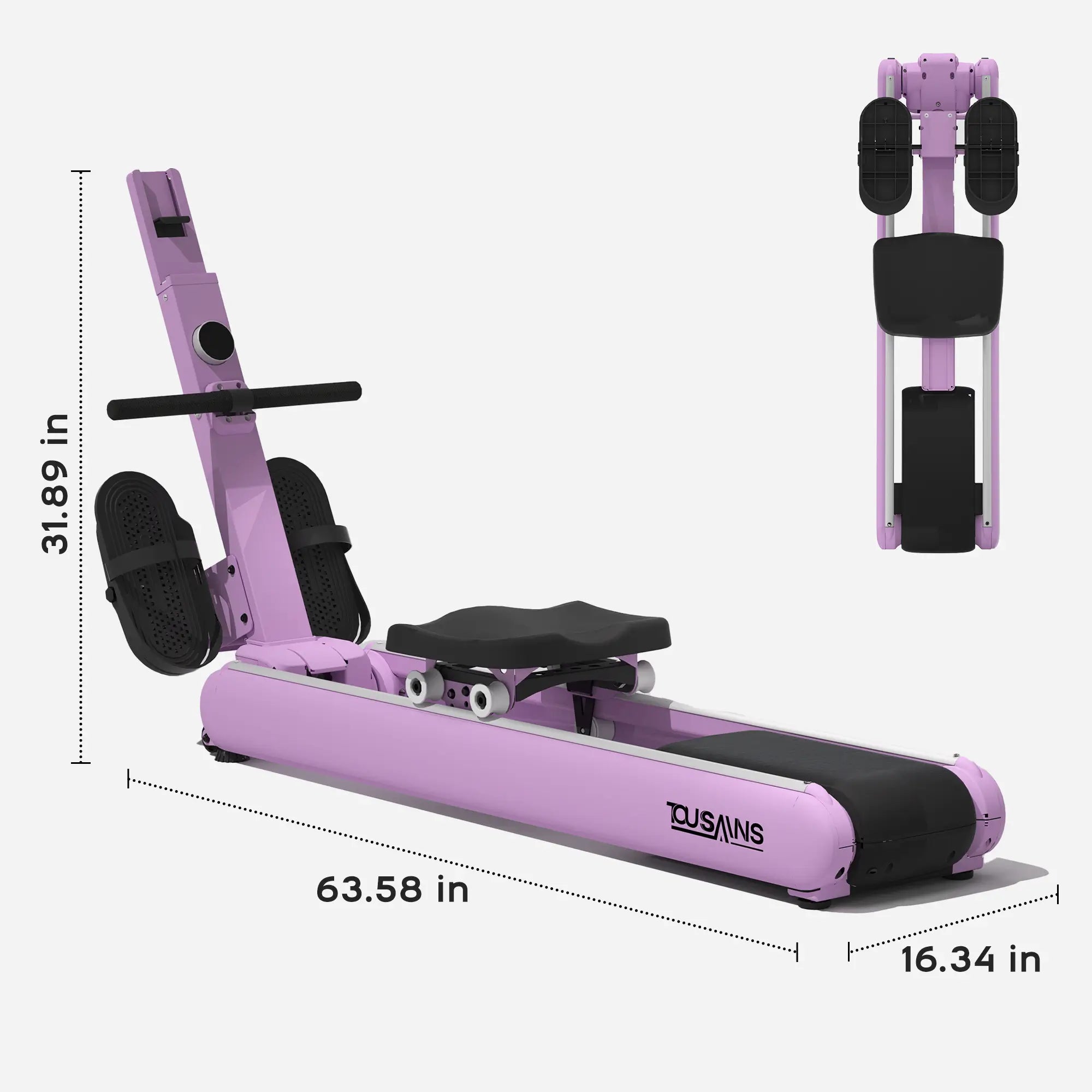 Dimensions of Tousains foldable magnetic rowing machine 